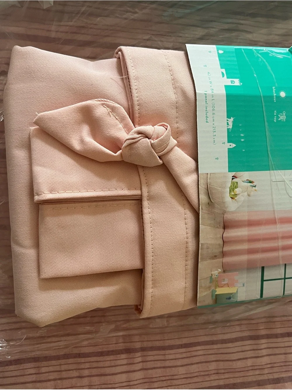 3 panels- Pillowfort Pale Pink Knot-Detail Blackout Curtain Panel
